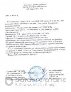 Справка по итогам проверки работы бракеражной комиссии за 3 квартал 2016 года
