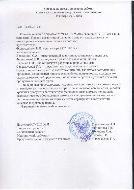 Справка-мониторинг качества питания